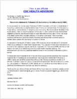 Recommendations to Enhance US Surveillance for Influenza a H5N1 February 26 2003