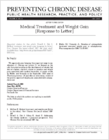 Medical Treatment and Weight Gain Response to Letter