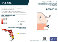 FL Congressional District 20 Heart Disease and Federally Qualified Health Centers Map 119th Congress