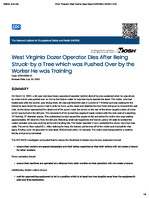 West Virginia Dozer Operator Dies After Being Struckby a Tree which was Pushed Over by the Worker He was Training
