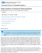 Provisional Death Counts for Coronavirus Disease COVID19 Daily Updates of Totals by Week and State Updated July 28 2020 20200729