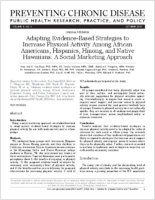 Adapting EvidenceBased Strategies to Increase Physical Activity Among African Americans Hispanics Hmong and Native Hawaiians A Social Marketing Approach