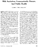 Milk sanitation communicable disease and public health