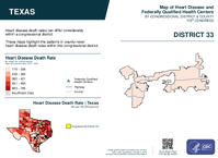 TX Congressional District 33 Heart Disease and Federally Qualified Health Centers Map 119th Congress