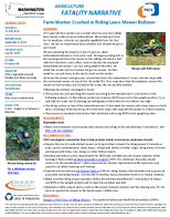 Agriculture Fatality Narrative Farm Worker Crushed in Riding Lawn Mower Rollover Washington Report 712702025