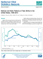 National and State Patterns of Teen Births in the United States 19402013