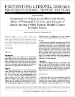 Congruencies in Increased Mortality Rates Years of Potential Life Lost and Causes of Death Among Public Mental Health Clients in Eight States