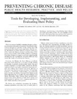 Tools for Developing Implementing and Evaluating State Policy