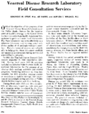 Venereal Disease Research Laboratory field consultation services