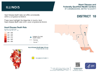 IL Congressional District 10 Heart Disease and Federally Qualified Health Centers Map 118th Congress