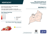 KY Congressional District 03 Heart Disease and Federally Qualified Health Centers Map 119th Congress