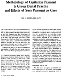 Methodology Of Capitation Payment To Group Dental Practice And Effects Of Such Payment On Care