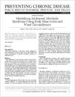 Identifying Adolescent Metabolic Syndrome Using Body Mass Index and Waist Circumference