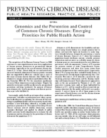 Genomics and the Prevention and Control of Common Chronic Diseases Emerging Priorities for Public Health Action