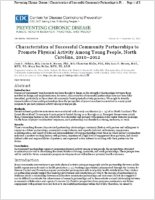 Characteristics of Successful Community Partnerships to Promote Physical Activity Among Young People North Carolina 20102012