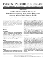 Ethnic Differences in the Use of Complementary and Alternative Therapies Among Adults With Osteoarthritis