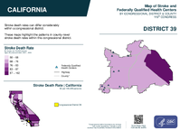 CA Congressional District 39 Stroke and Federally Qualified Health Centers Map 119th Congress