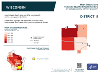 WI Congressional District 05 Heart Disease and Federally Qualified Health Centers Map 118th Congress