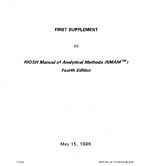First Supplement to NIOSH Manual of Analytical Methods NMAM Fourth Edition