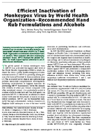 Efficient Inactivation of Monkeypox Virus by World Health OrganizationRecommended Hand Rub Formulations and Alcohols
