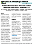 Provisional Numbers and Rates of Suicide by Month and Demographic Characteristics United States 2021