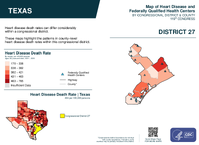 TX Congressional District 27 Heart Disease and Federally Qualified Health Centers Map 119th Congress