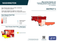WA Congressional District 03 Heart Disease and Federally Qualified Health Centers Map 119th Congress