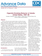 Cigarette Smoking Behavior of Adults United States 199798