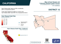 CA Congressional District 15 Heart Disease and Federally Qualified Health Centers Map 119th Congress