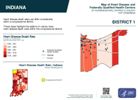 IN Congressional District 01 Heart Disease and Federally Qualified Health Centers Map 119th Congress