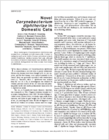 Novel Corynebacterium diphtheriae in Domestic Cats