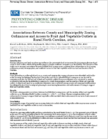 Associations Between County and Municipality Zoning Ordinances and Access to Fruit And Vegetable Outlets in Rural North Carolina 2012