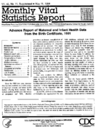 Advance report of maternal and infant health data from the birth certificate 1991