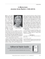In Memoriam Jocelyn Anne Rankin 19462010