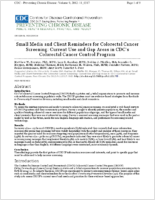 Small Media and Client Reminders for Colorectal Cancer Screening Current Use and Gap Areas in CDCs Colorectal Cancer Control Program