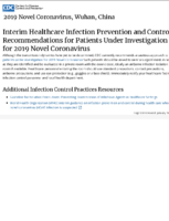 2019 Novel Coronavirus 2019nCoV Wuhan China Interim healthcare infection prevention and control recommendations for patients under investigation for 2019 novel coronavirus