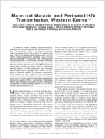 Maternal Malaria and Perinatal HIV Transmission Western Kenya12