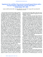 Supplement Use and Other Characteristics Among Pregnant Women with a Previous Pregnancy Affected by a Neural Tube Defect  United States 19972009