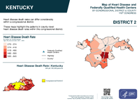 KY Congressional District 02 Heart Disease and Federally Qualified Health Centers Map 119th Congress