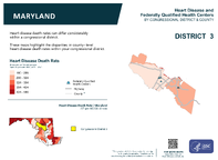MD Congressional District 03 Heart Disease and Federally Qualified Health Centers Map 118th Congress