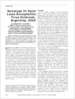 Genotype III Saint Louis Encephalitis Virus Outbreak Argentina 2005