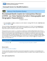 Provisional Death Counts for Coronavirus Disease COVID19 daily updates of totals by week and state provisional deaths by week and by state updated May 1 2020