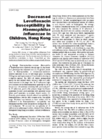 Decreased Levofloxacin Susceptibility in Haemophilus influenzae in Children Hong Kong