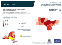 NY Congressional District 19 Heart Disease and Federally Qualified Health Centers Map 118th Congress