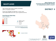 MD Congressional District 08 Heart Disease and Federally Qualified Health Centers Map 118th Congress