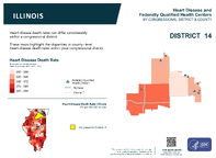 IL Congressional District 14 Heart Disease and Federally Qualified Health Centers Map 118th Congress