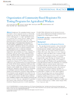 Organization of CommunityBased Respirator Fit Testing Programs for Agricultural Workers