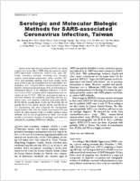 Serologic and Molecular Biologic Methods for SARSassociated Coronavirus Infection Taiwan