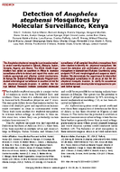 Detection of Anopheles stephensi Mosquitoes by Molecular Surveillance Kenya