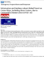 Information and Guidance About Global Travel on Cruise Ships Including River Cruises Due to Coronavirus Disease 2019 COVID19 March 15 2020 545 PM ET